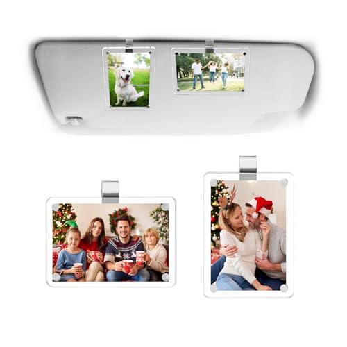 Gift for Boyfriend Husband Girlfriend Dad Car Decorations Interior Picture Holder, Car Visor Photo Clip Magnetic Frame Cute Car Decor Accessories