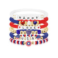 GoHere 4th of July Bracelets for Women - American Flag Beaded Red White Blue Stackable Bracelets - Independence Day Gifts Patriotic Jewelry Set