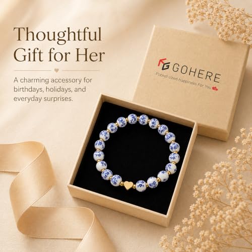 GoHere Breast Cancer Bracelets Pink Ribbon Charm Flower Beaded Wrist Bracelets for Women Cancer Awareness Accessories Care Gift