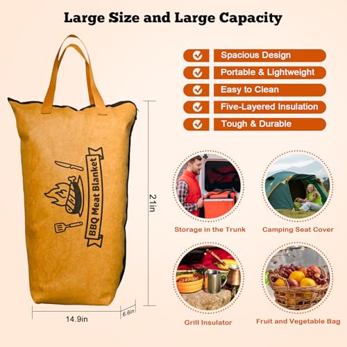 Grilling Gifts Husband Boyfriend BBQ Blanket for Resting Meat,Reusable Smoker Grilling Bag Insulated Resting Bag,Cooking Accessories for BBQ Lovers