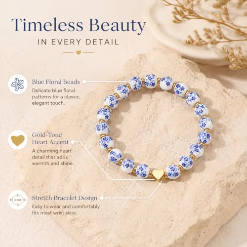 GoHere Breast Cancer Bracelets Pink Ribbon Charm Flower Beaded Wrist Bracelets for Women Cancer Awareness Accessories Care Gift