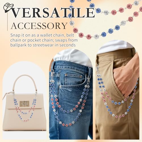 Baseball Layered Jean Pants Wallet Chain Punk Hip Hop Accessory Sports Charm for Punk Y2K Fashion Lovers