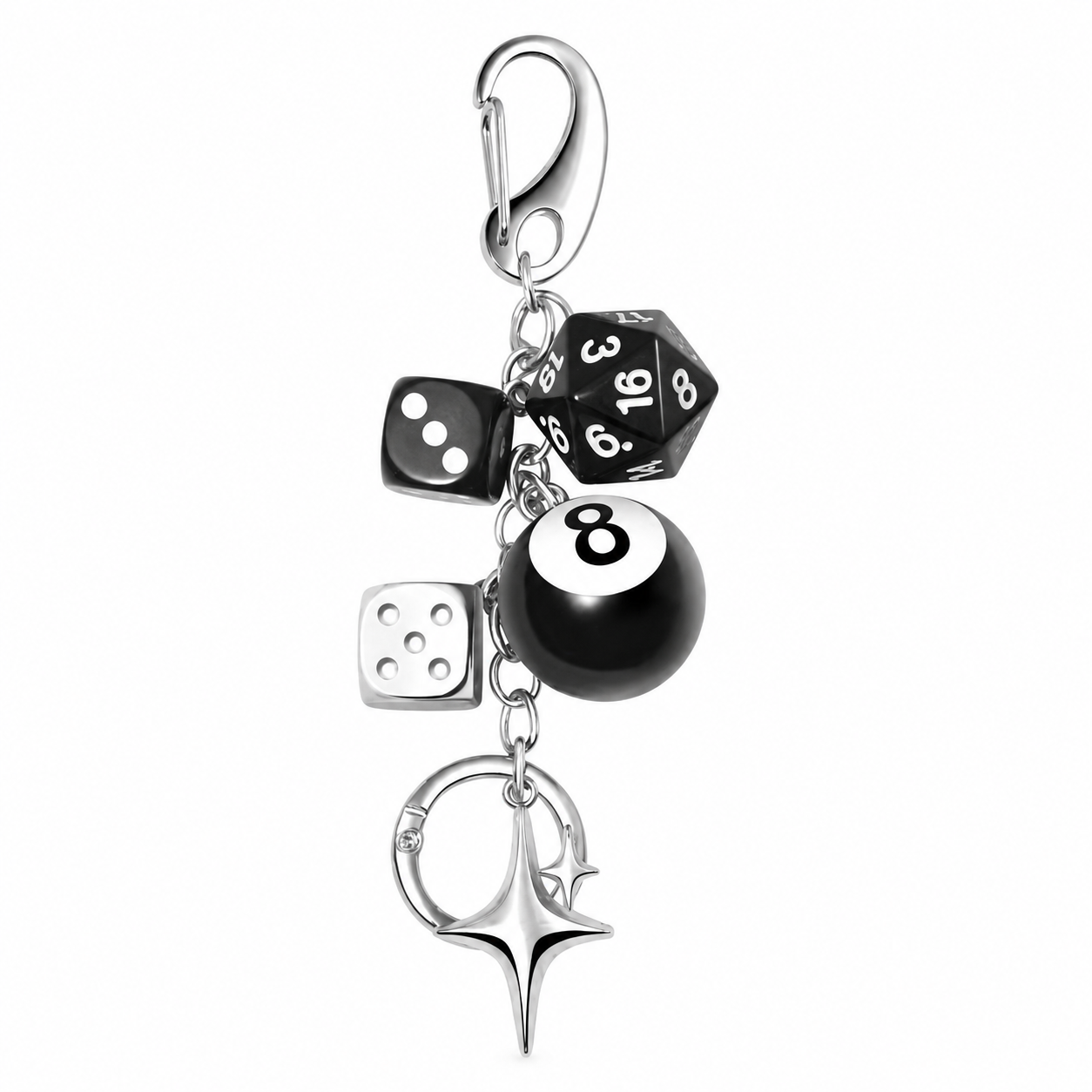 Joyline Y2K Aesthetic 8 Ball Dice Charm Keychain for Women & Men Cute Bag Purse Handbag Accessories